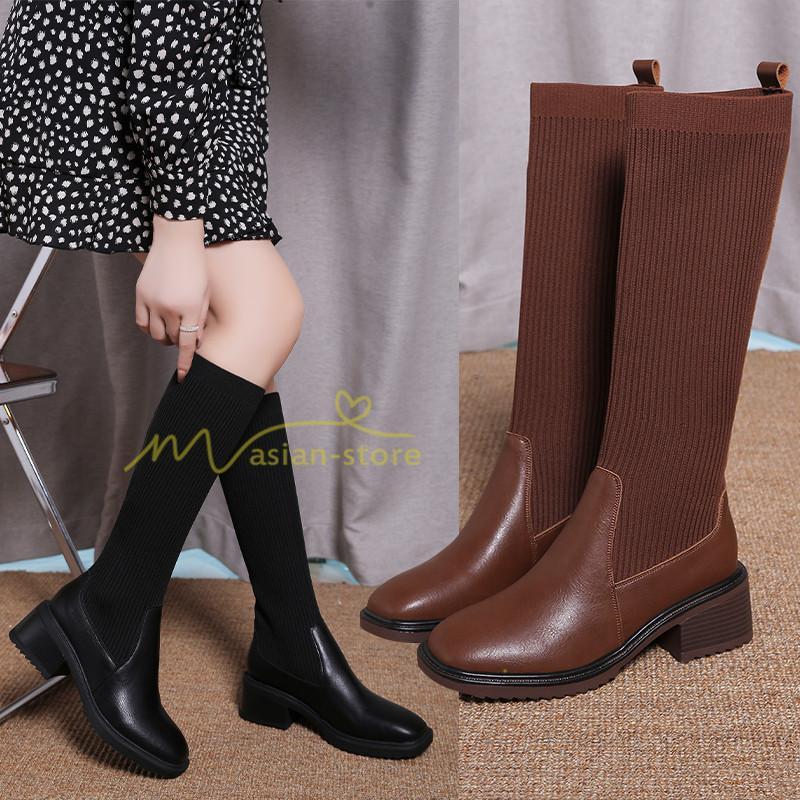 ロングブーツ | ブーツ ヒール カジュアル レディース 靴 シューズ お出かけ 秋冬 ロング丈ブーツ ジョッキーブーツ 春秋冬 美脚 黒靴 太ヒール 大人
