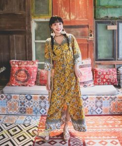 マキシ | ワンピース レディース 総柄 きれいめ ロングワンピース 可愛い カジュアル 春 夏 秋 40代 7分袖 上品 きれいめ 民族風 旅行着 おしゃれ プルオーバー