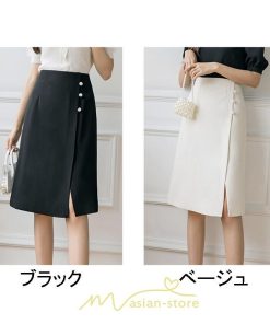 スカート | 膝丈 ひざ丈 Aラインスリット レディース 夏 おしゃれ 夏大人カジュアル 脚長 着痩せ ハイウエスト 上品 春夏秋冬 セクシー