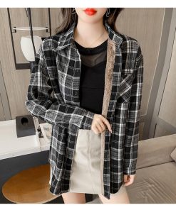 シャツ・ブラウス | レディースシャツ 秋冬 長袖 ブラウス 裏起毛 厚手 チェックシャツ チュニック丈 ミドル丈 防寒 暖かい 羽織り アウター シャツジャケット 厚手シャツ トップス