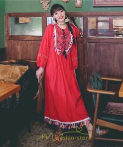 マキシ | ワンピース レディース ロング丈 マキシ丈 長袖 パーティー 白 赤 黄色 青 綿麻 二次会 謝恩会 同窓会 服装 カジュアル 刺繍 40代 夏 30代 20代 秋 50代