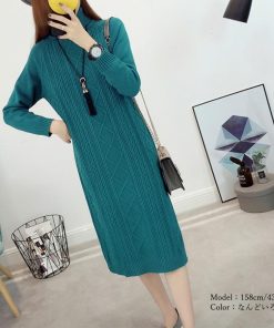 ワンピース | ロング長袖 レディース ケーブルニット タートルネック 厚手 ざっくり ニット