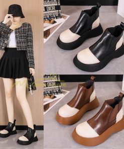 ショートブーツ | ブーティー ブーツ 厚底ブーツ レディース シューズ 靴 太ヒール チャンキーヒール 合皮ブーツ PUブーツ くつ 黒靴 春秋冬 美脚 大人 厚底靴