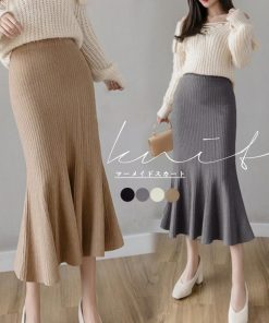 フレアスカート | リブニット マーメイドスカート 春秋冬