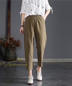 チノ・テーパード・ジョガー・スキニーパン | パンツ テーパードパンツ レディース 無地 9分丈 秋 リネン混 着痩せ シンプル 可愛い ウエストゴム カジュアル ワイドパンツ ゆったり OL ビジネス きれいめ