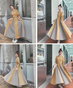 ワンピース | ロング春 異素材フレアワンピ