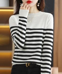 ニット・セーター | ボーダー柄 ニットセータ ラウンドネック