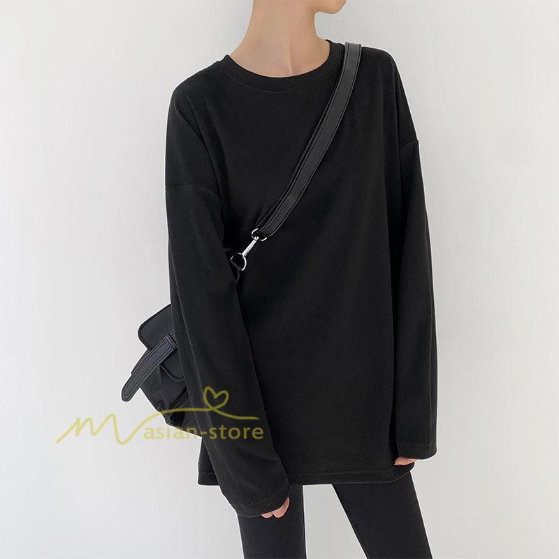 tシャツ・カットソー | 長袖tシャツ レディース クルーネック 長袖 Tシャツ ロングTシャツ 20代30代40代50代 ゆったり 体型カバー 通勤通学 お出かけ カジュアル インナー 快適 着痩せ