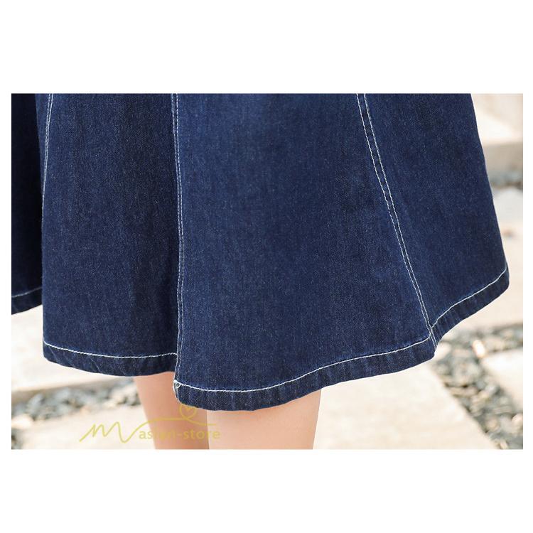 デニムワンピース | レディース デニム ワンピース マーメイド 長袖 秋 5分袖 カジュアル シャツワンピース カジュアル ロング丈 レトロ風 ポケット 着痩せ