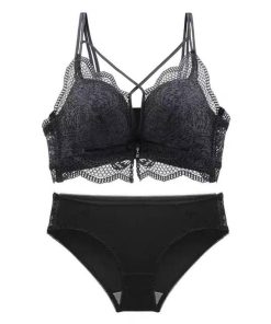 キャミソール | レース ノンワイヤー下着 セクシーランジェリー ブラ セット 上下セット デザイン ショーツ ブラジャー クロス チュール