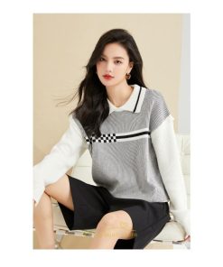 ニット・セーター | ニット レディース トップス 秋冬 セーター 長袖 秋服コーデ 切り替え ボーダー柄 ストライプ あったか 暖か 2022新作 通学 定番 かわいい 通勤 オシャレ