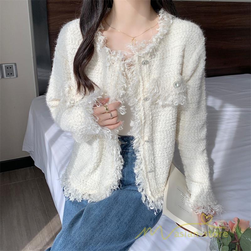 カーディガン | 2022秋冬ニットショート丈 アウター レディース ニットニット セーター 長袖 羽織り フロントボタン トップス 通学通勤 20代40代