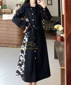 マキシ | ロングワンピース 秋物 レディース ミモレ丈 Aラインワンピース 切り替え フェイク レイヤード風 シャツワンピ お呼ばれワンピース 30代40代 着やせ 重ね着風