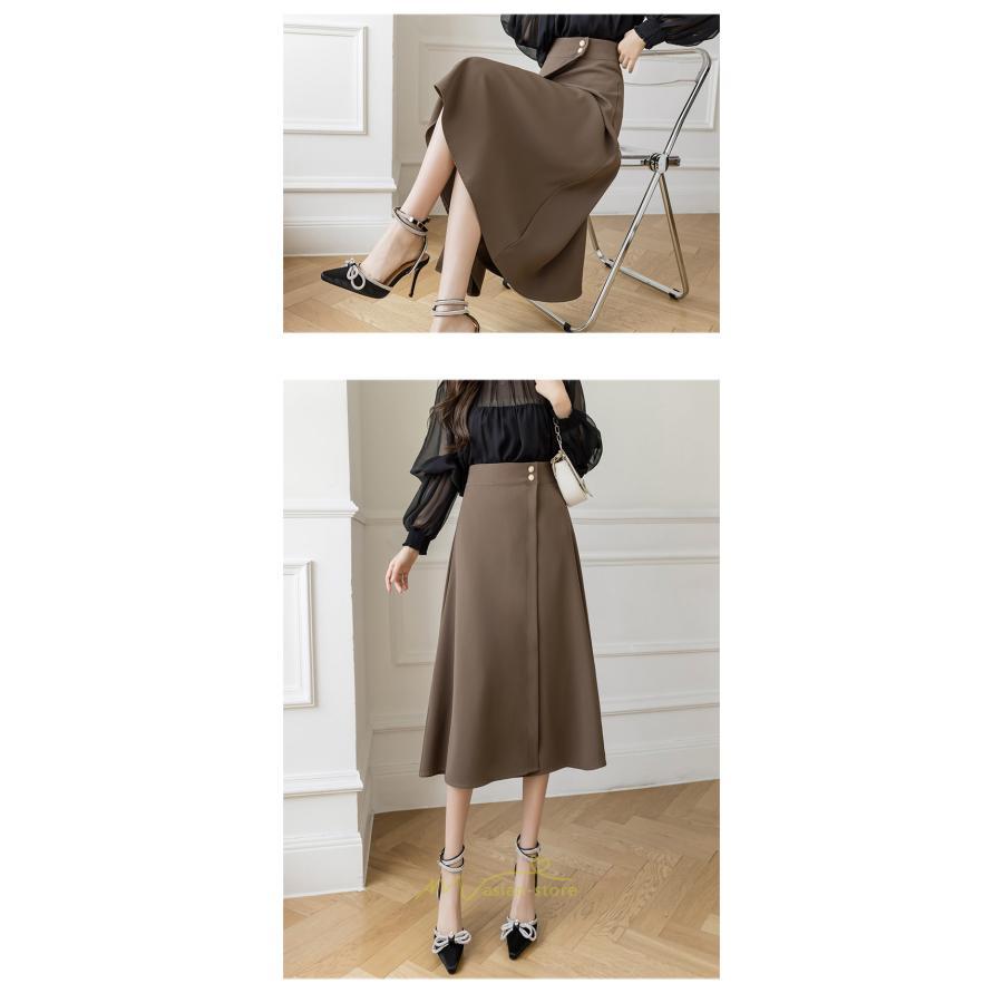 スカート | ボトムス ロング丈 ミモレ丈 Aライン 楽 大人 きれいめ 20代 30代 40代 通勤 上品 ビジネス オフィス 高見え 冬 2022新作 着痩せ 脚長効果 秋