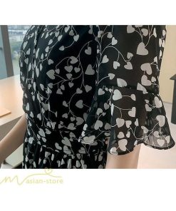 マキシ | ワンピース レディース マキシワンピース 小花柄 Vネック 半袖 5分袖 サマーワンピース シフォン Aラインワンピース 春 エレガント 夏 ウエストゴム ロング丈