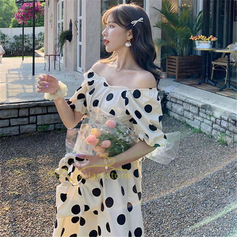 マキシ | ワンピース レディース チュニック 半袖 楽ちん 大きいサイズ 体型カバー ドット柄 カジュアル お出かけ ファッション 着痩せ 20代30代40代 エレガント 夏物