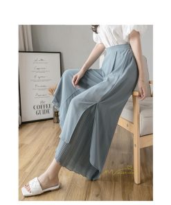 ワイドパンツ | シフォンパンツ レディース きれいめ ハイウエスト ガウチョパンツ ボトムス ゆったり 体形カバー ロング丈 夏物 オフィス 通勤 女性らしい