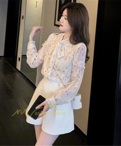 シャツ・ブラウス | ブラウス トップス シャツ レディース シフォン 無地 長袖シャツ ファッション カジュアル エレガント 細身 優雅 通勤 花柄 新作 リボン付き 上品 オシャレ OL