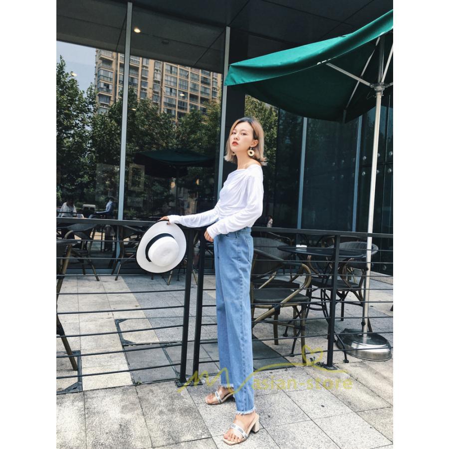 在庫ある | 短納期デニムワイドパンツ レディースボトムスジーンズ 九分丈パンツ デニムボトムス デニムパンツ 春夏秋 薄手 ゆったり 通学通勤 着痩せ ハイウエスト OL 無地