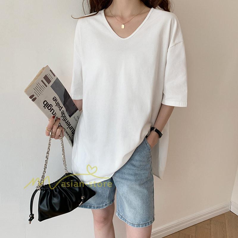 tシャツ・カットソー | Tシャツ ティーシャツ トップス カットソー レディース 春 夏 半袖 無地 綿 スリット 20代30代40代50代 お出かけ 体型カバー 通勤通学 着回し カジュアル 上品