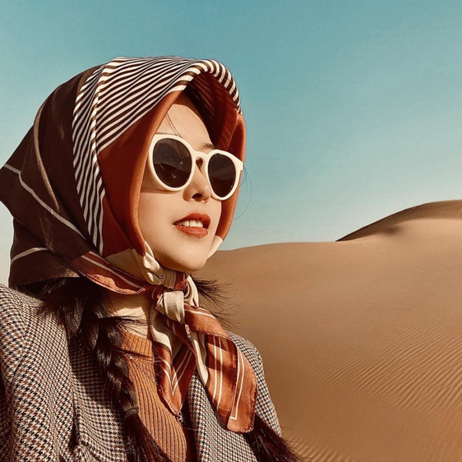 その他小物 | シルク風スカーフ 首巻き 配色バンダナ