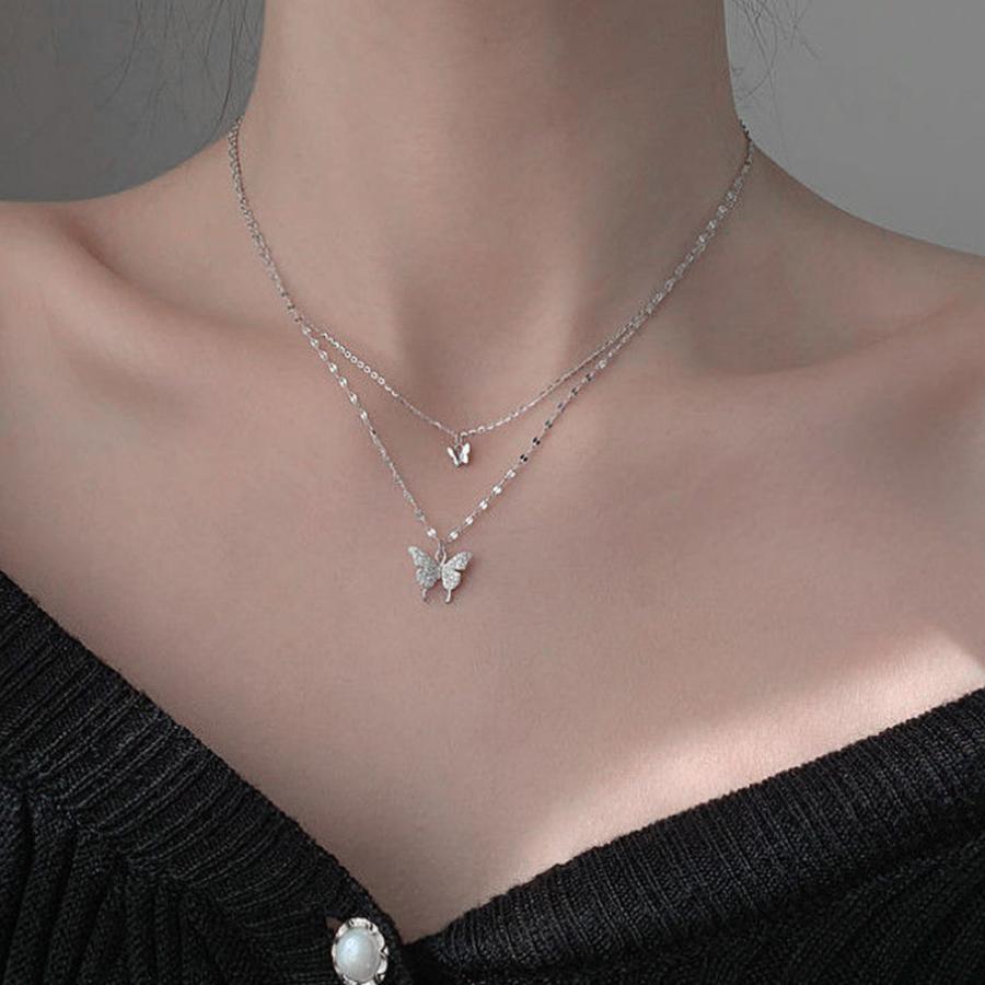 ネックレス | 2連蝶々 ジュエリー?上品