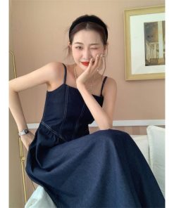 マキシ | デニムワンピース キャミソールワンピース ロングワンピース キャミワンピース レディース ワンピ 後ろゴム・キャザーデザイン 30代40代50代 可愛い 大人