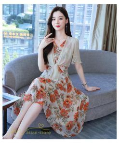 ミディアム | ワンピース レディース 花柄 着痩せ きれいめ おしゃれ 夏 サマーワンピース 膝丈 大きいサイズ 通勤 肩マント ミディアムワンピース お出かけ 気質 二点セット