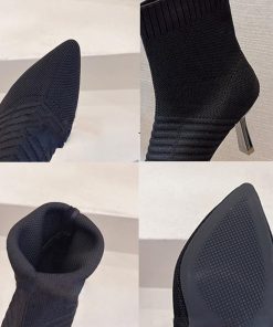 ショートブーツ | ニットソックスブーツ ポインテッドトゥ