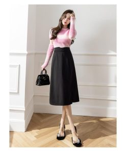 スカート | ロング 秋 秋服 レディース ボトムス ロングミモレ冬 スリット 無地 可愛い カジュアル 可愛い キレイめ オシャレ 着痩せ 韓国風
