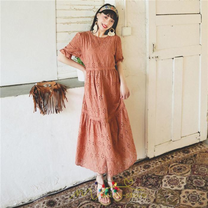マキシ | ワンピース 夏 レース 半袖 ロングワンピ ワンピ ロング丈ワンピース ロングワンピース 無地 可愛い ナチュラル きれいめ 外出 大人 お出かけ かわいい 着痩せ