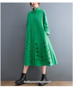 マキシ | ロングワンピース シャツワンピ レディース ギャザー 大人可愛い 森ガール 大きいサイズ さりげなく体型カバー オシャレ