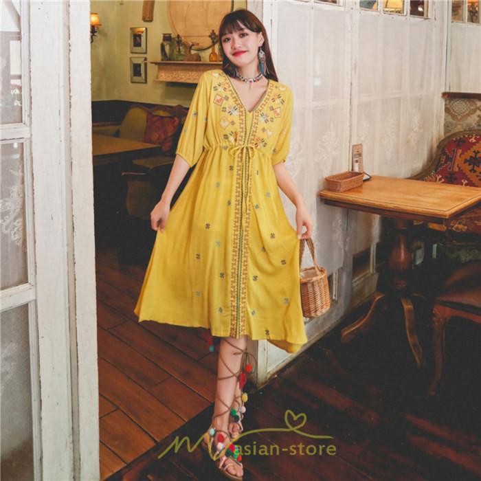 マキシ | ワンピース 膝下 カジュアル 上品 きれいめ 通勤 レディース 七分袖 体型カバー インスタ映え 撮影 個性的 クラシック 大人可愛い 高級感 普段使い 海外旅行