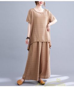 セットアップ | レディース 夏 40代 20代 コーデ カジュアル 2点セット Tシャツ 半袖 ガウチョパンツ 綿麻 大きいサイズ ゆったり 通勤 大人 着痩せ おしゃれ