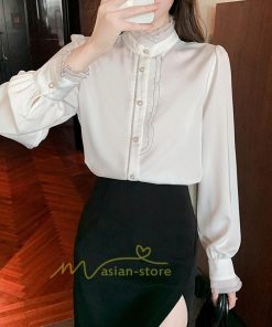 シャツ・ブラウス | ブラウス レディース きれいめ 40代 春秋新作 オシャレブラウス 白ネックシャツ 立ち襟 20代30代 通勤通学 カジュアル 夏物 お出かけ フォーマル 着痩せ 上品