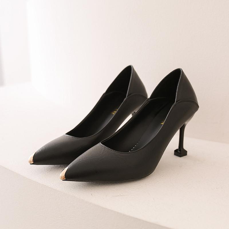 パンプス | ポインテッドトゥピンヒール 紐なし スリップオン ミドルヒール 黒 柔らか 滑り止めソール シューズ 30代40代 レディース 靴 オフィス