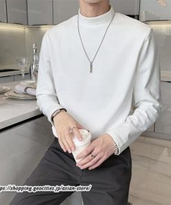 Tシャツ | メンズ トップス 秋冬 保温 無地 モックネック メンズスタイル 20代 30代 通勤 通学 着回し ビジネス 40代 長袖カットソー 冬 50代 コーデ 秋