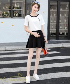 スカート | マタニティ レディース 着痩せ 無地 カジュアル ミニマタニティウェア 着痩せ 夏服 日常感 マタニティショート丈 フレア サマー