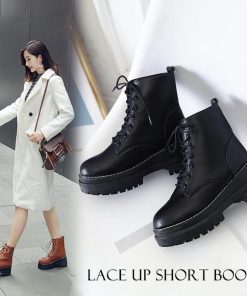 ショートブーツ | レースアップ 厚底 ブーツ 春秋冬 歩きやすい ワークブーツ ショート シューズ 美脚 レディース
