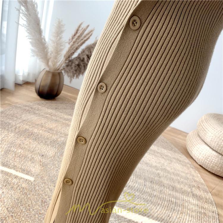 ニットワンピース | レディース 冬 きれいめ ロング おしゃれ 秋冬 長袖 ハイネック サイドスリット セクシー 同窓会 デート 大人フェミニン 女子会 韓国風