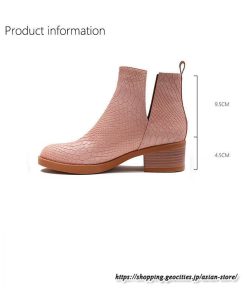 ショートブーツ | 大きいサイズ26.5cm レディース 上品 ブーツ 秋冬 春 チャンキーヒール 太ヒール シンプル ミドルヒール ブーティー 大人 スリッポン 黒ブーツ