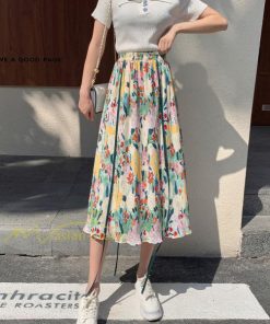 スカート | フレアミモレ丈 Aライン ウェストゴム 花柄 ロング 体型カバー レディース きれいめ 20代30代40代 通勤通学 上品 カジュアル マキシレトロ風