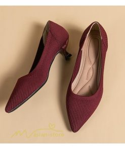 パンプス | ニット26.5cm 大きいサイズレディース 靴 9カラー リブニット 無地 柔らか 歩きやすい スリッポン 履きやすい 痛くない 走れる