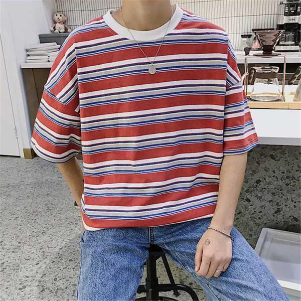 Tシャツ | Tシャツ メンズ 半袖 ボーダー カットソー カジュアル 大きいサイズ 夏新作 サマートップス プレゼント ギフト クルーネック ゆったり 上品
