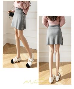 スカート | 膝上 ひざ上 スリット ミニ レディース 秋 冬 着痩せ 可愛い おしゃれ 脚長効果 ニット 秋冬コーデ お出かけ 美脚 ナチュラル 美人 トレンド がーりー