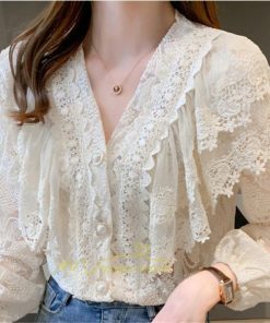 シャツ・ブラウス | ブラウス レディース きれいめ 40代 春秋 オシャレ 長袖 ブラウス レーストップス 夏物 Vネック 20代30代 着痩せ 通勤通学 着回し カジュアル 韓国ファッション