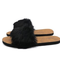 サンダル | ファーレディースミュール ぺたんこ スリッパ 韓国