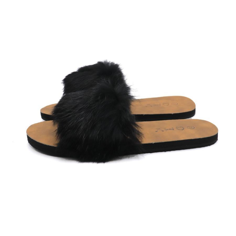 サンダル | ファーレディースミュール ぺたんこ スリッパ 韓国