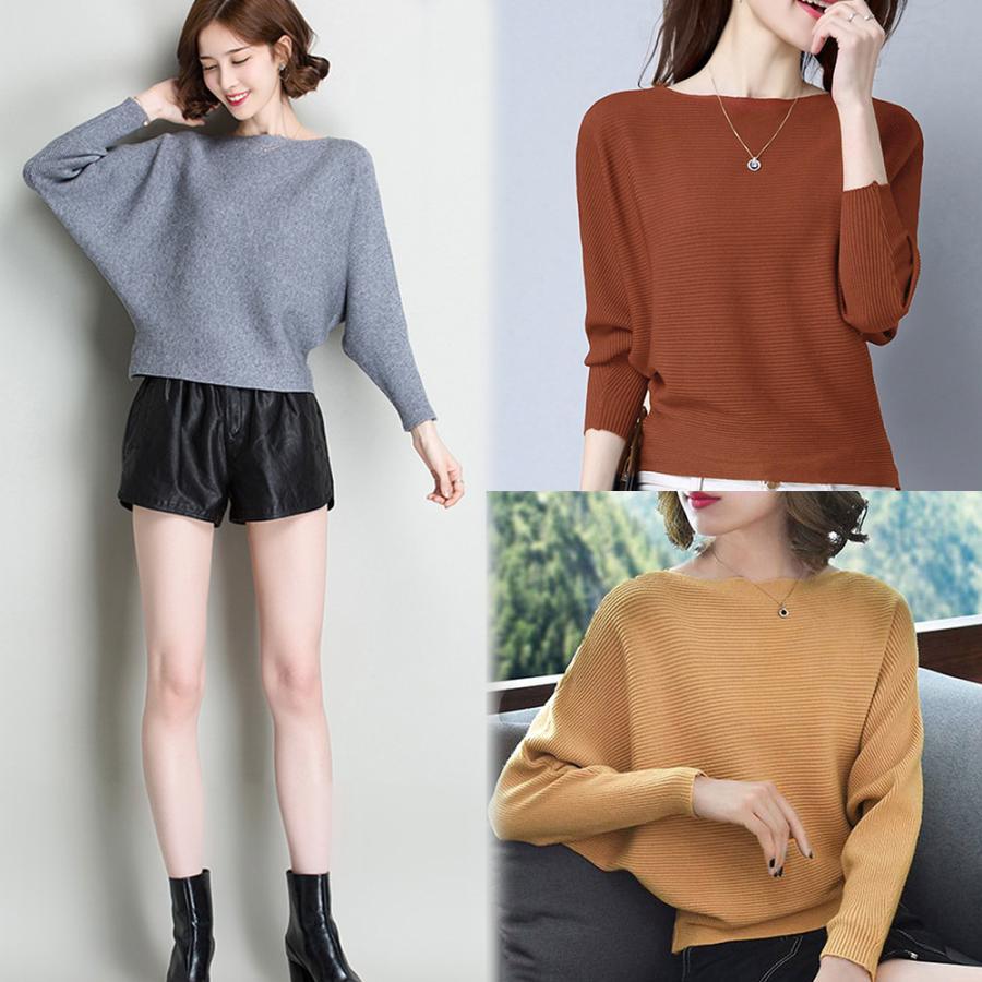 ニット・セーター | ニットトップス ボートネック長袖