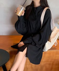 シャツ・ブラウス | レディース 春夏長袖 チュニックワンピ シャツブラウス 白 シャツワンピース ウエストマーク ミニワンピース